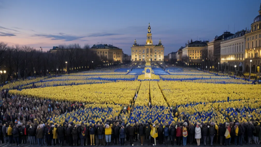 Европа отмечает День Независимости Украины: Фотографии празднований и солидарности
