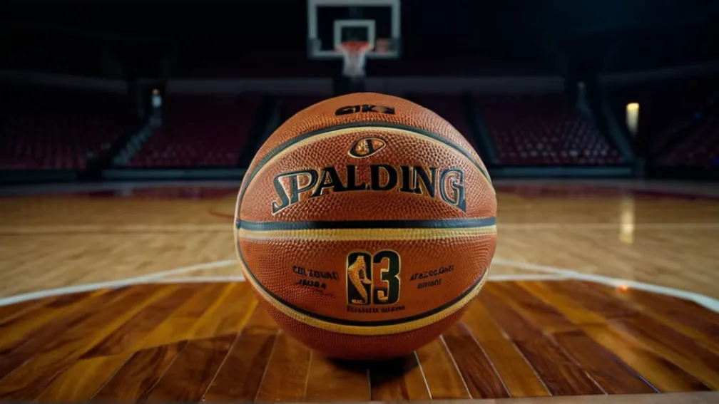 Закрытие баскетбольного мяча на полированном деревянном корте