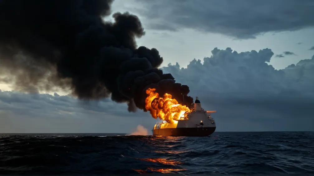 Танкер под флагом Гамбии загорелся в Черном море; экипаж в безопасности