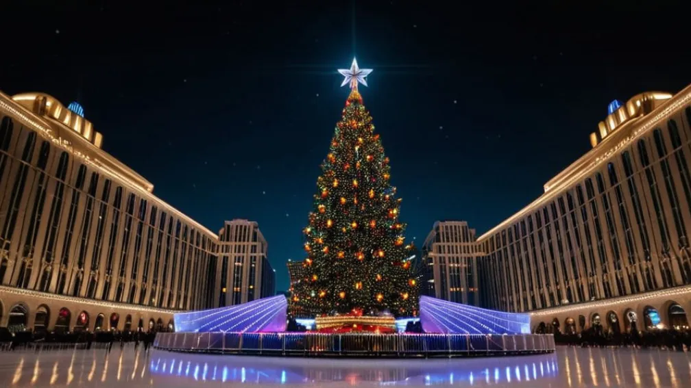 Рождественская елка Рокфеллер-центра засияла в Нью-Йорке