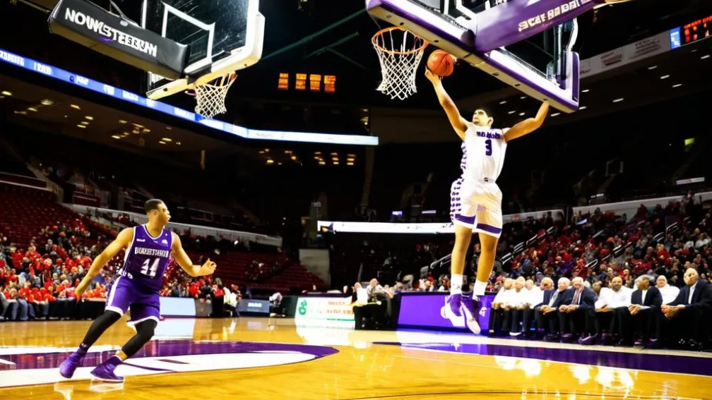 Северо-Западный Университет одерживает победу над Бостонским Университетом со счетом 76-52