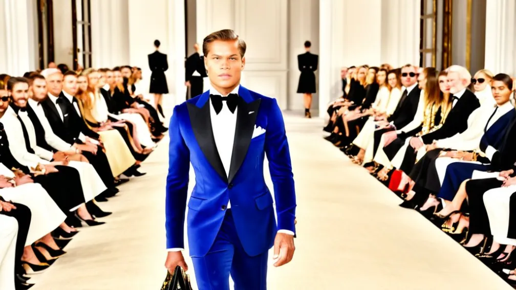 Колман Диего, Лейм Хемсвор и Нойхаусн пакуя показ Ralph Lauren на фестивале моды в Милане