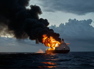 Танкер под флагом Гамбии загорелся в Черном море; экипаж в безопасности